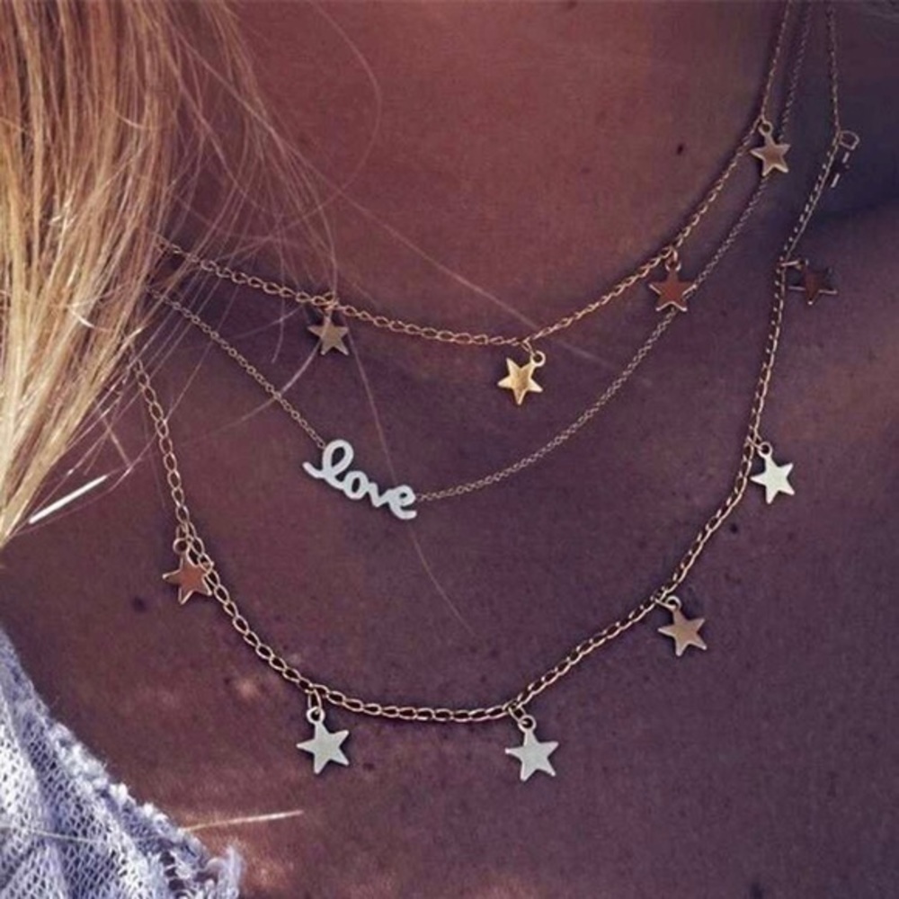 3/$30 💛 Love and Stars Layered Necklace - Picture 2 of 7